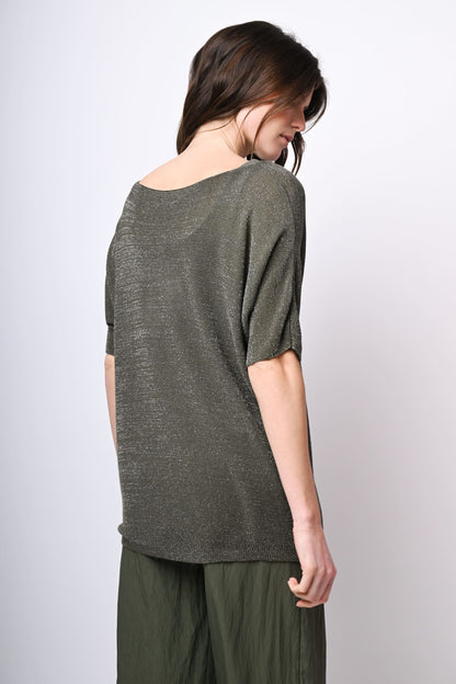 Top oversize in maglia lurex