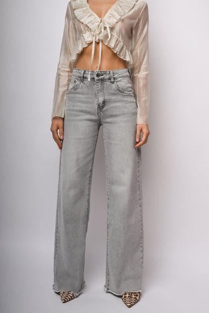 Jeans a gamba ampia sfrangiati